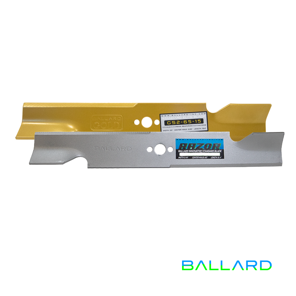 MID-LIFT Mower Blades: 15.4" Long, .65" Center Hole, 2.5" Wide (Two Blade System) image number null